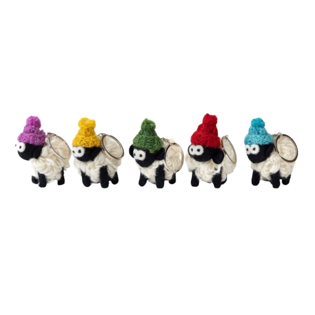 Collectible Knitted Sheep Keyring - Bobble Hat (Assorted)