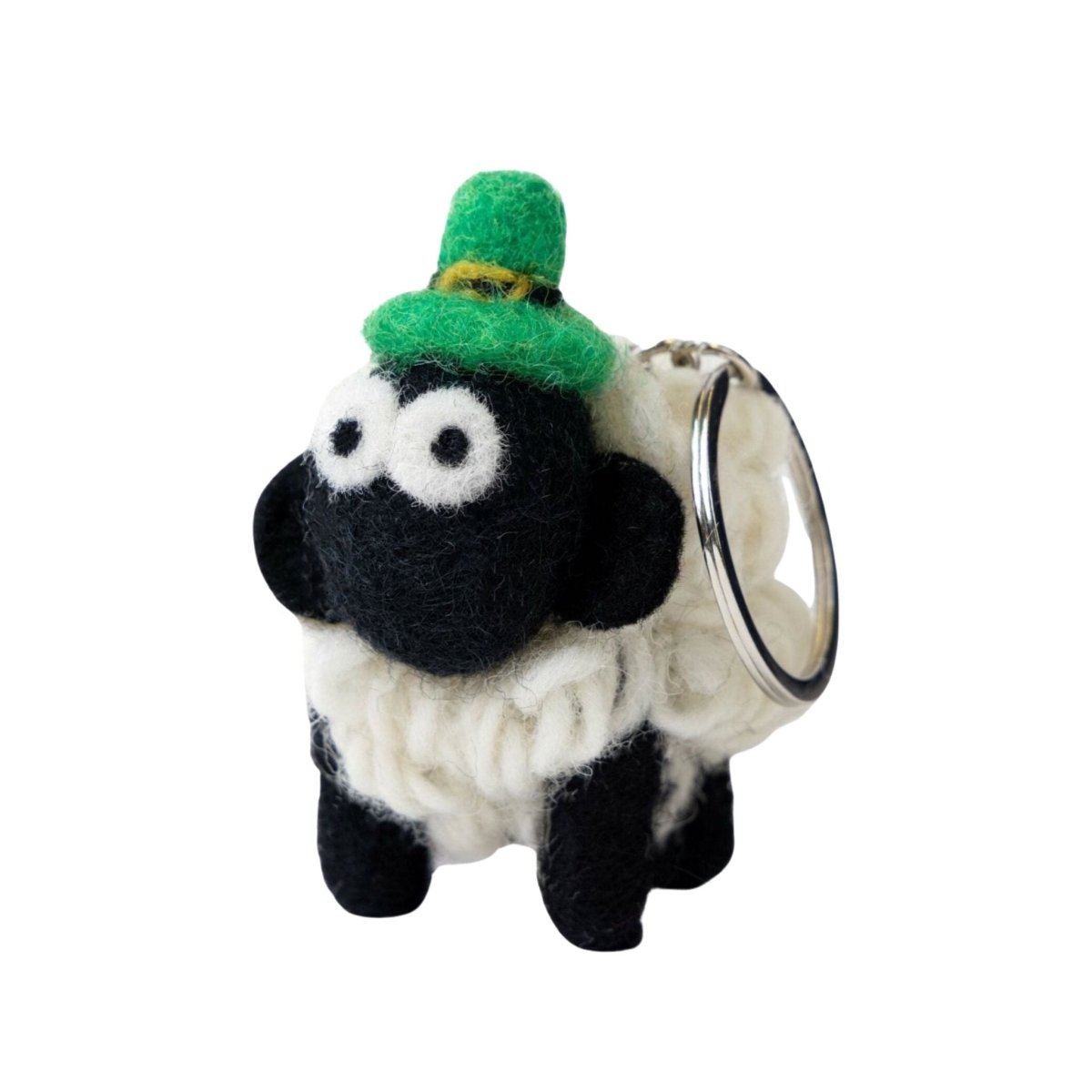 Collectible Knitted Sheep Keyring - Leprechaun Hat