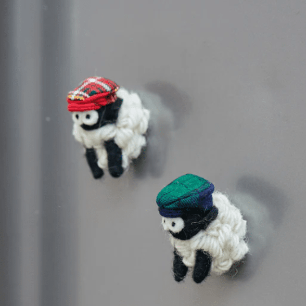 Collectible Knitted Sheep Magnet - Black Watch Tartan Flat Cap