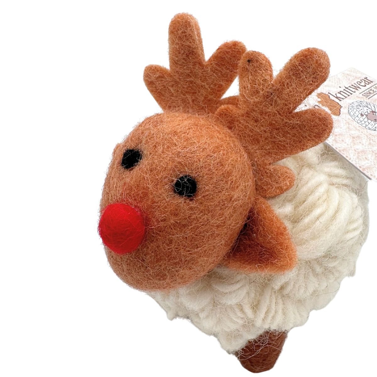 Collectible Knitted Sheep - Reindeer Sheep Ornament (Medium)
