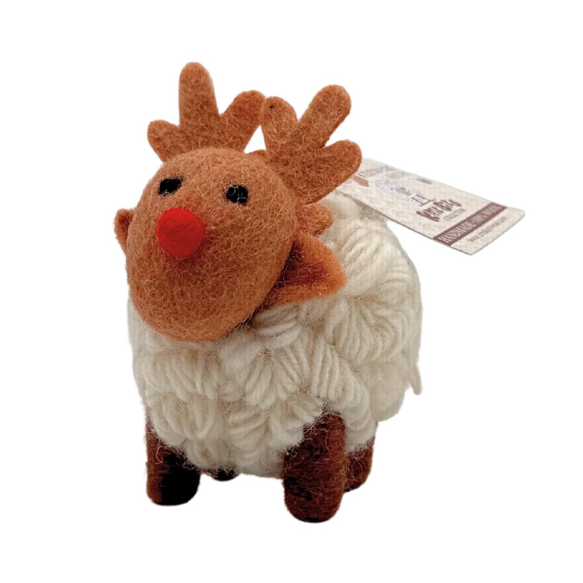 Collectible Knitted Sheep - Reindeer Sheep Ornament (Medium)