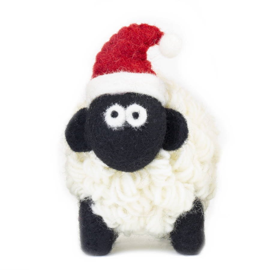 Collectible Knitted Sheep - Santa Hat (Medium) - The Celtic Gift Store - Decor