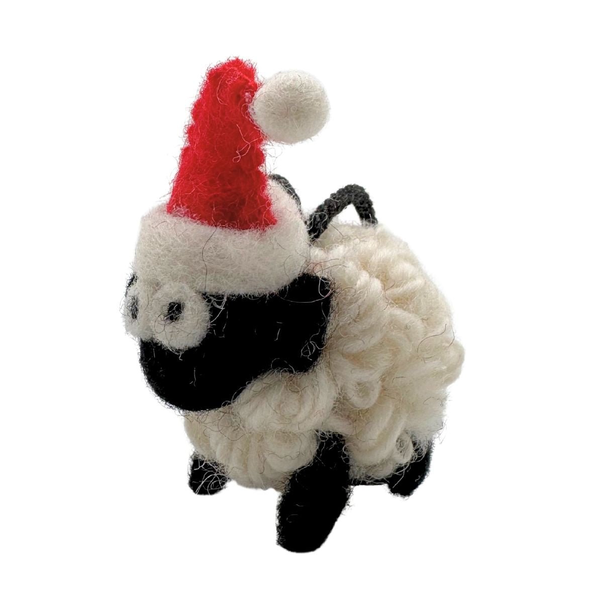 Collectible Knitted Sheep - Santa Hat Ornament (Mini)