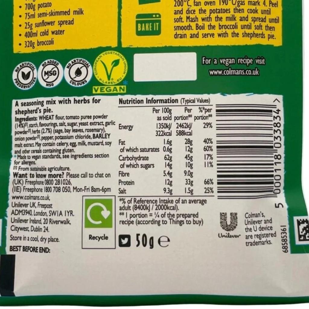 Colman's Shepherd's Pie Mix- 50g