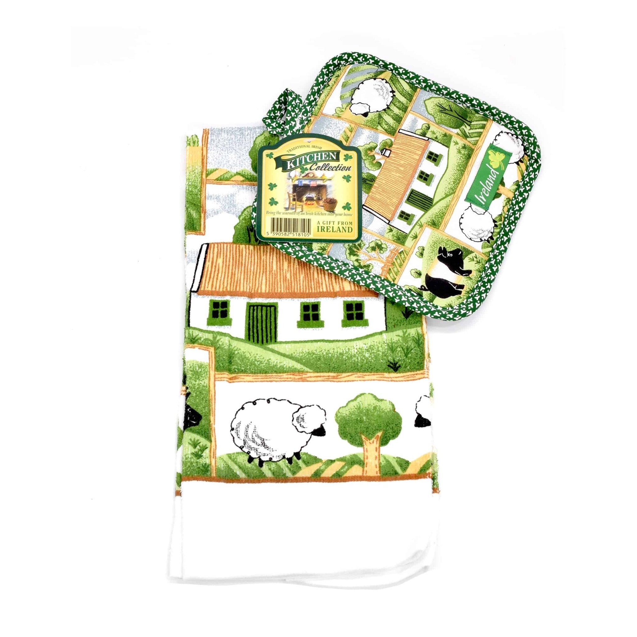 Connemara Kitchen Countryside Tea Towel And Pot Holder - The Celtic Gift Store - Kitchenware