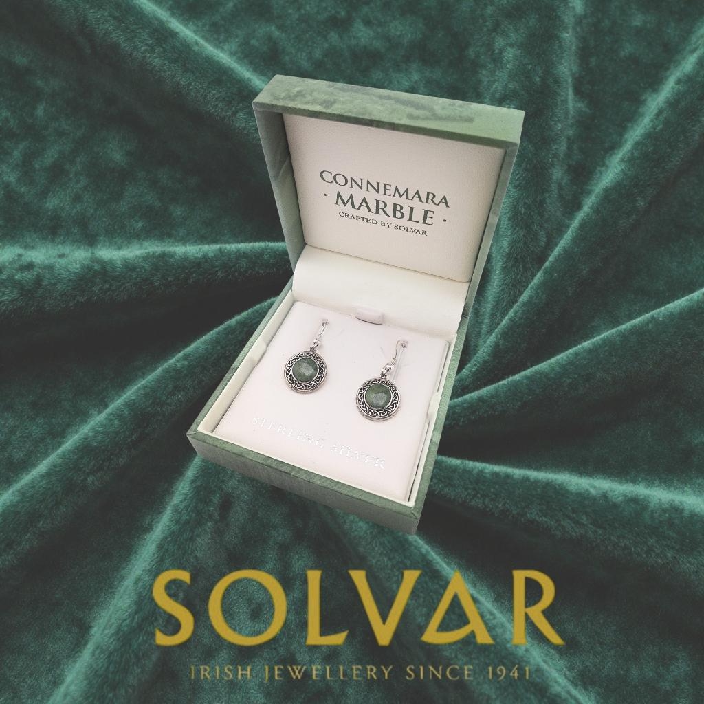 Connemara Marble and Sterling Silver Celtic Knot Drop Earrings