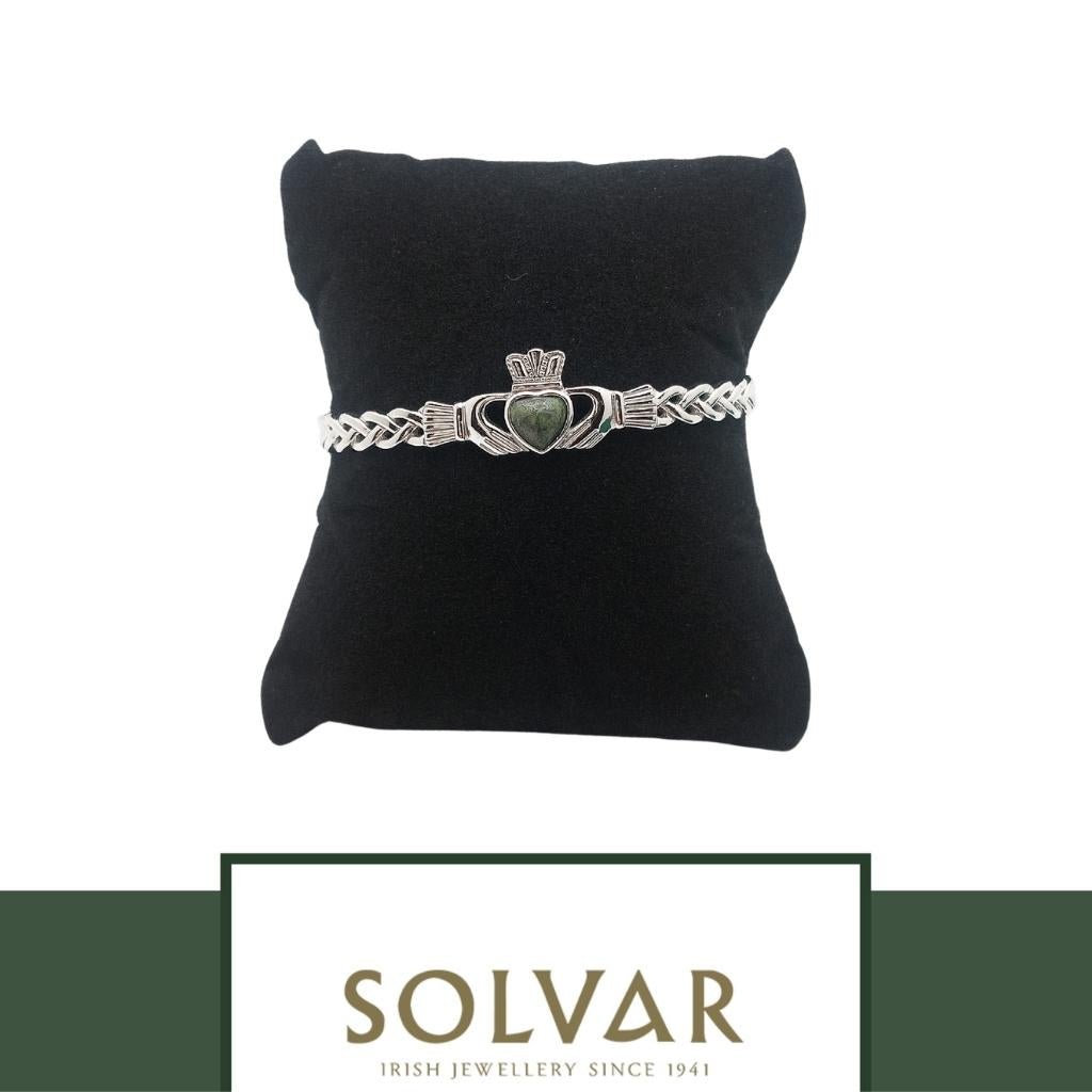 Connemara Marble and Sterling Silver Claddagh Bracelet