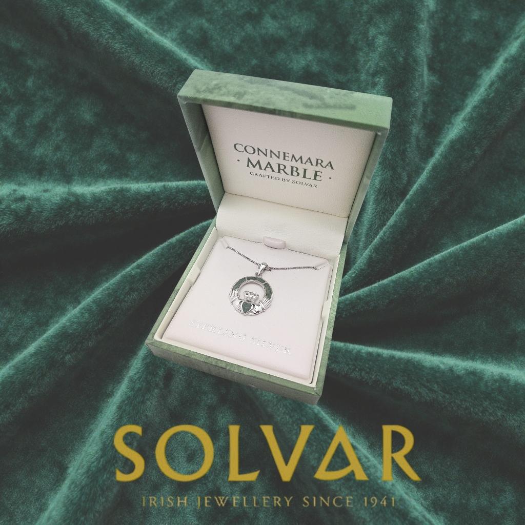 Connemara Marble and Sterling Silver Claddagh Necklace