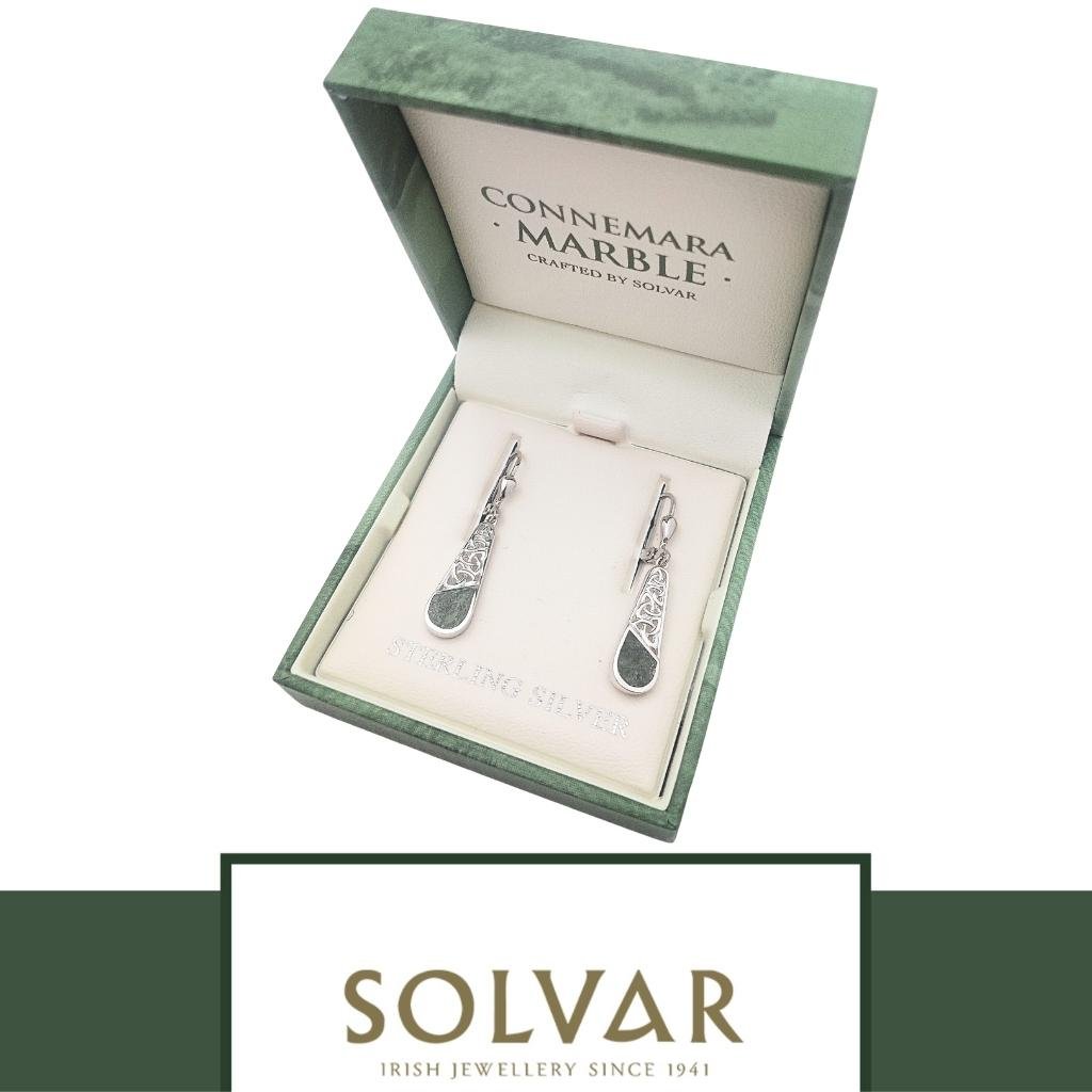 Connemara Marble and Sterling Silver Descending Trinity Knot Earrings