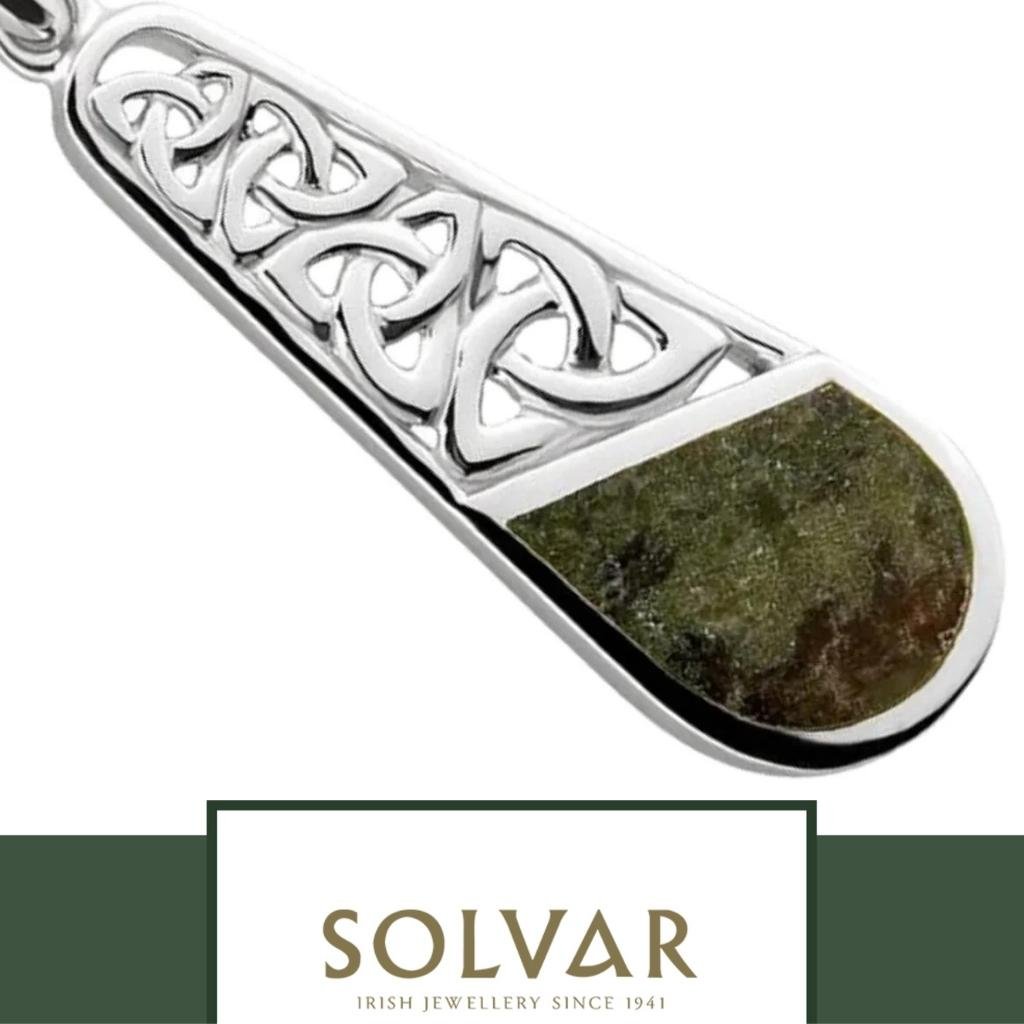 Connemara Marble and Sterling Silver Descending Trinity Knot Necklace