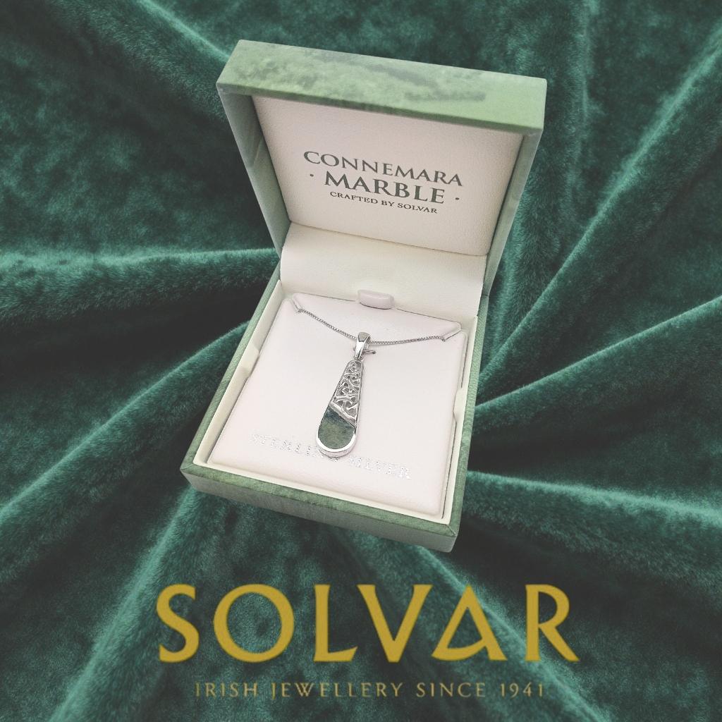 Connemara Marble and Sterling Silver Descending Trinity Knot Necklace