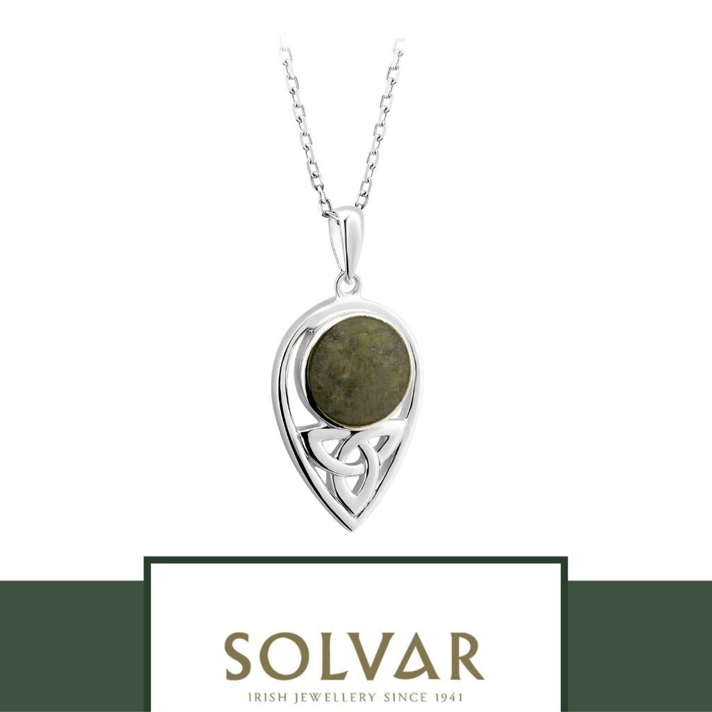 Connemara Marble and Sterling Silver Inverted Trinity Knot Necklace