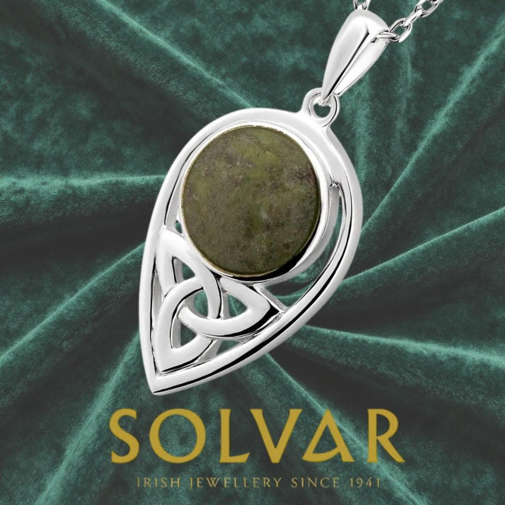 Connemara Marble and Sterling Silver Inverted Trinity Knot Necklace