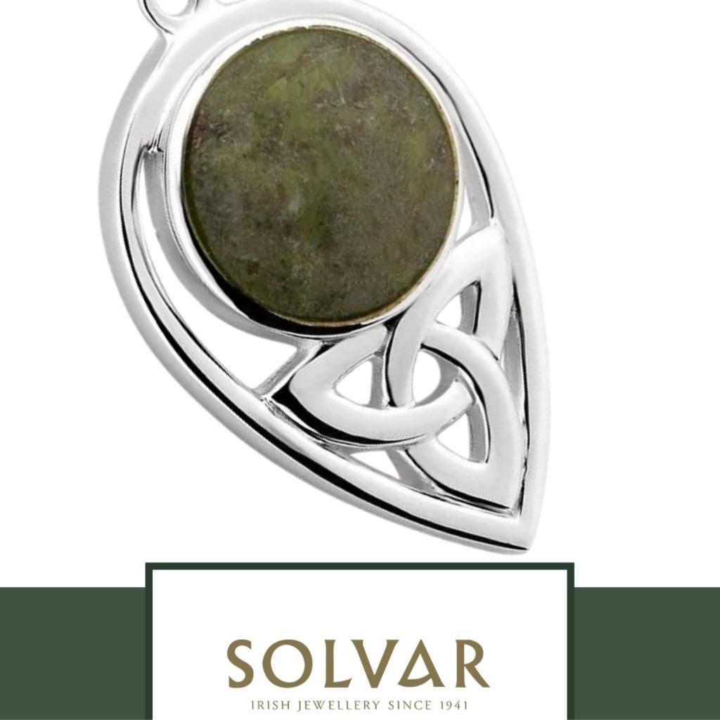 Connemara Marble and Sterling Silver Inverted Trinity Knot Necklace