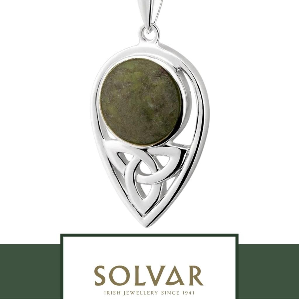 Connemara Marble and Sterling Silver Inverted Trinity Knot Necklace