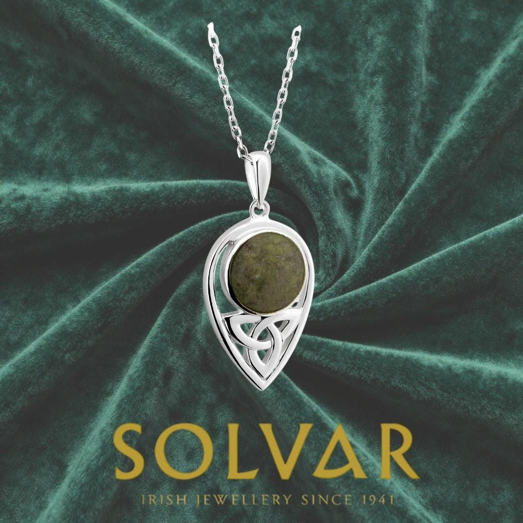 Connemara Marble and Sterling Silver Inverted Trinity Knot Necklace