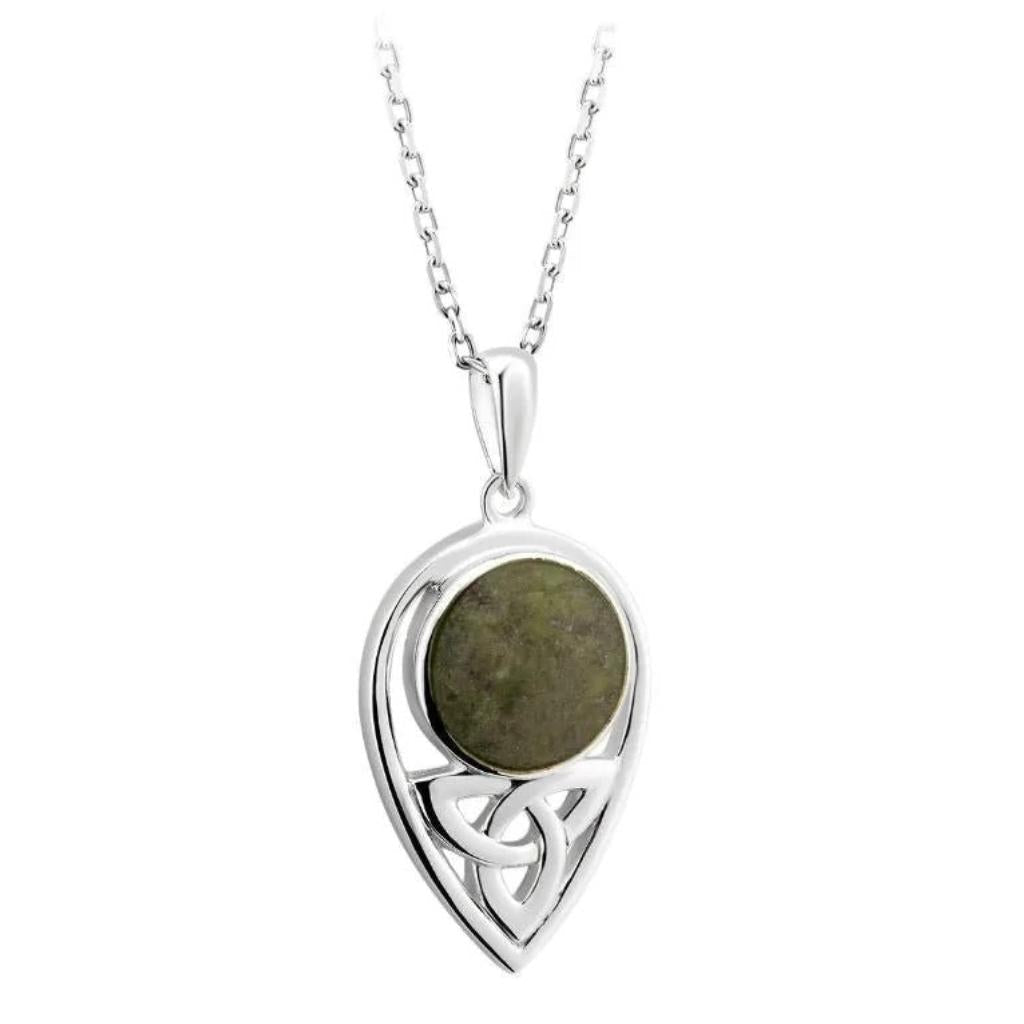 Connemara Marble and Sterling Silver Inverted Trinity Knot Necklace