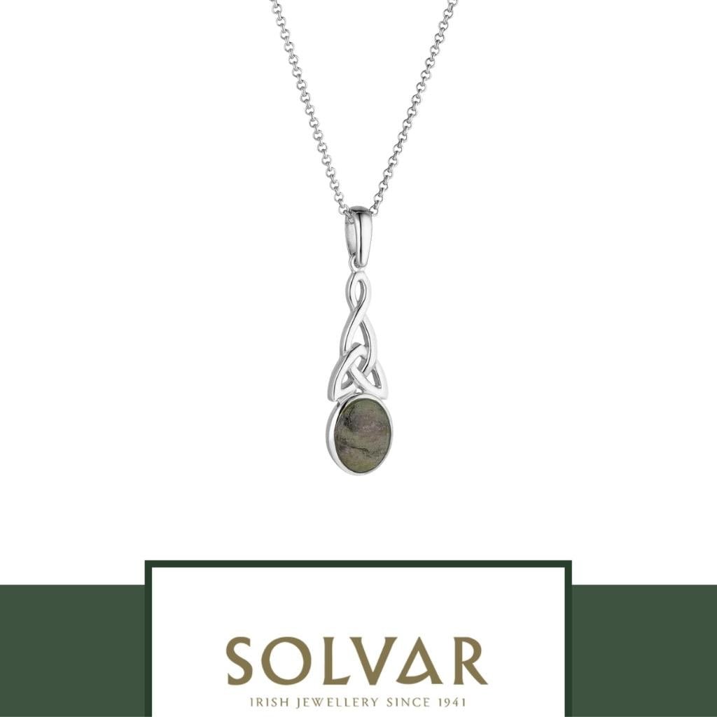 Connemara Marble And Sterling Silver Long Trinity Knot Necklace