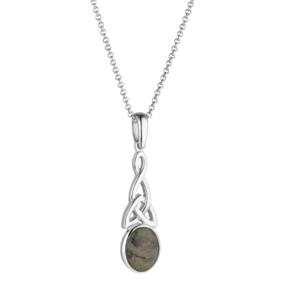 Connemara Marble And Sterling Silver Long Trinity Knot Necklace