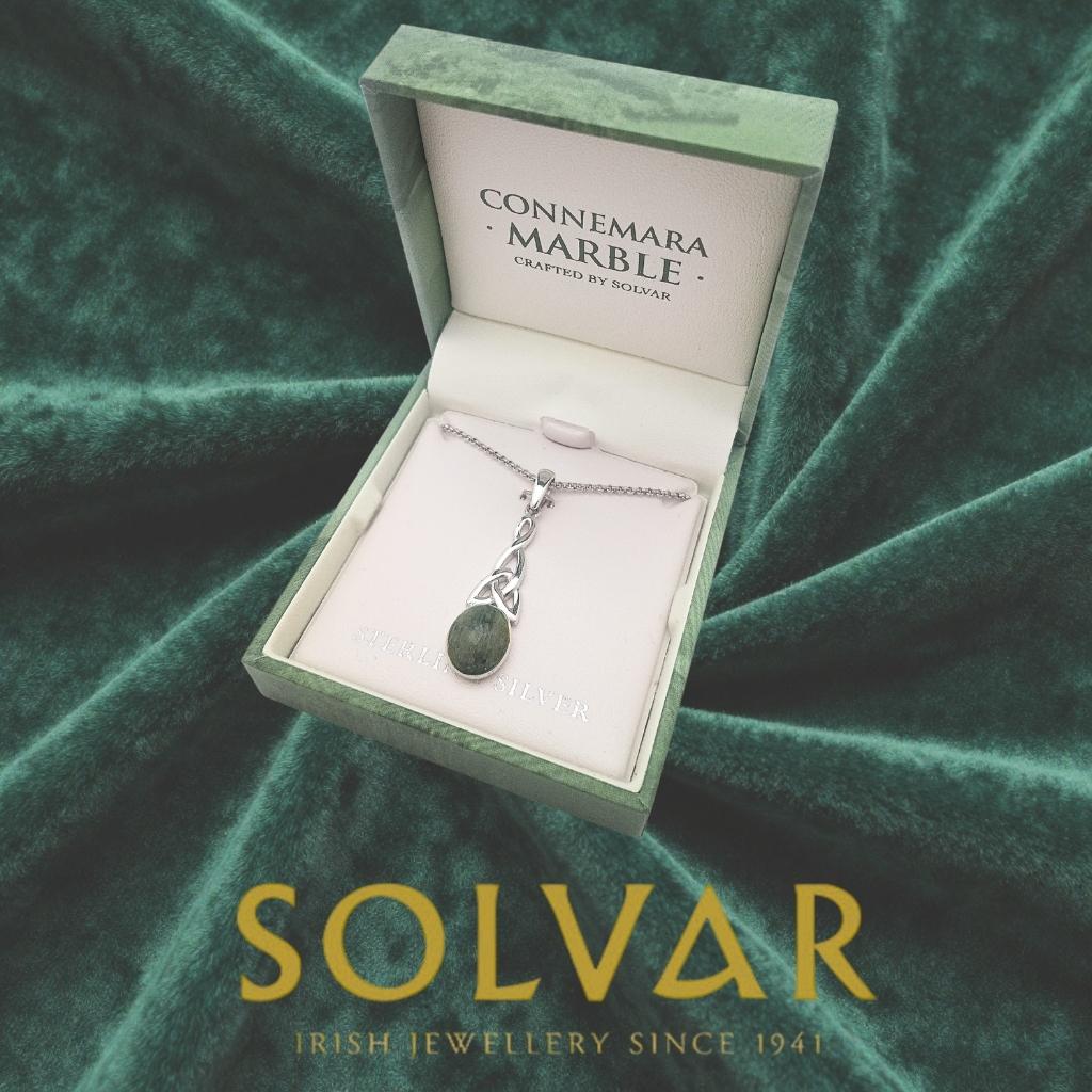 Connemara Marble And Sterling Silver Long Trinity Knot Necklace
