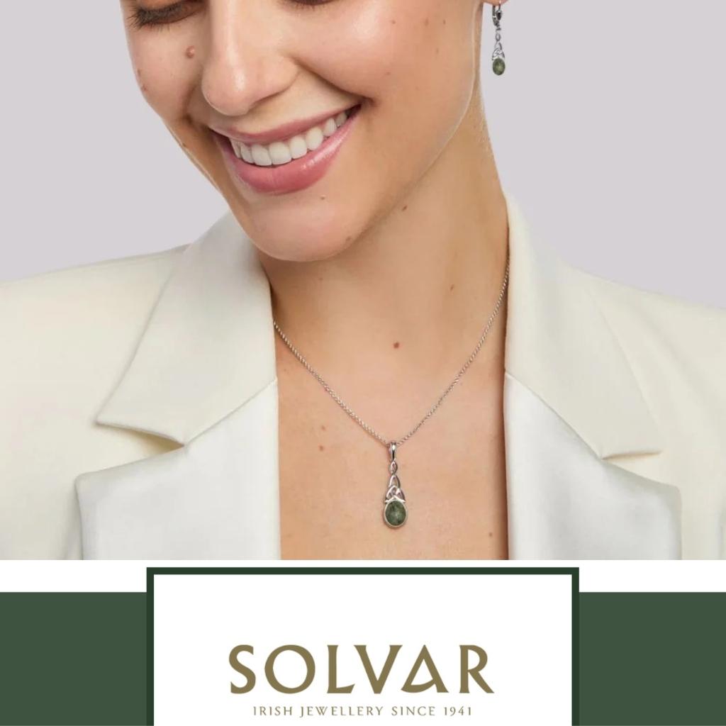 Connemara Marble And Sterling Silver Long Trinity Knot Necklace