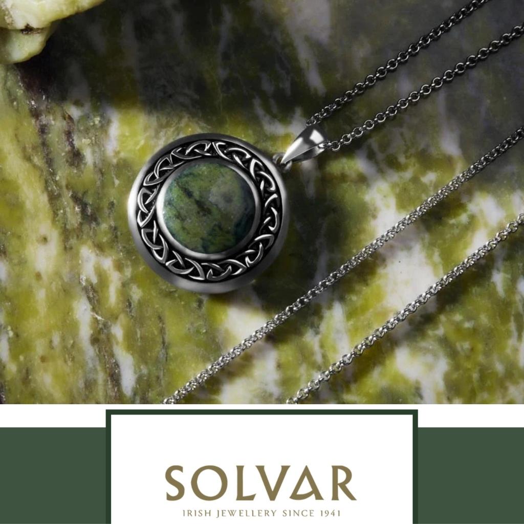 Connemara Marble and Sterling Silver Round Celtic Knot Necklace