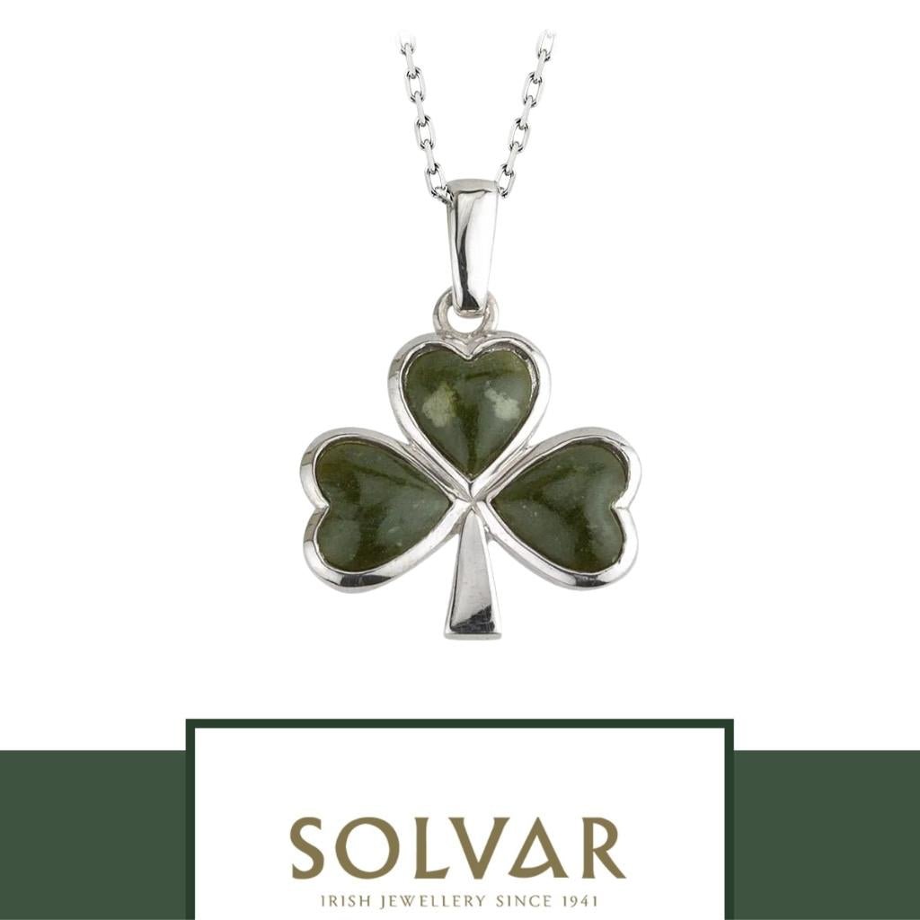 Connemara Marble and Sterling Silver Shamrock Necklace