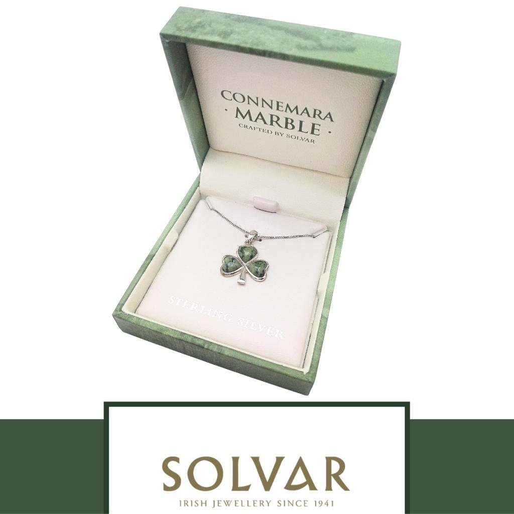 Connemara Marble and Sterling Silver Shamrock Necklace