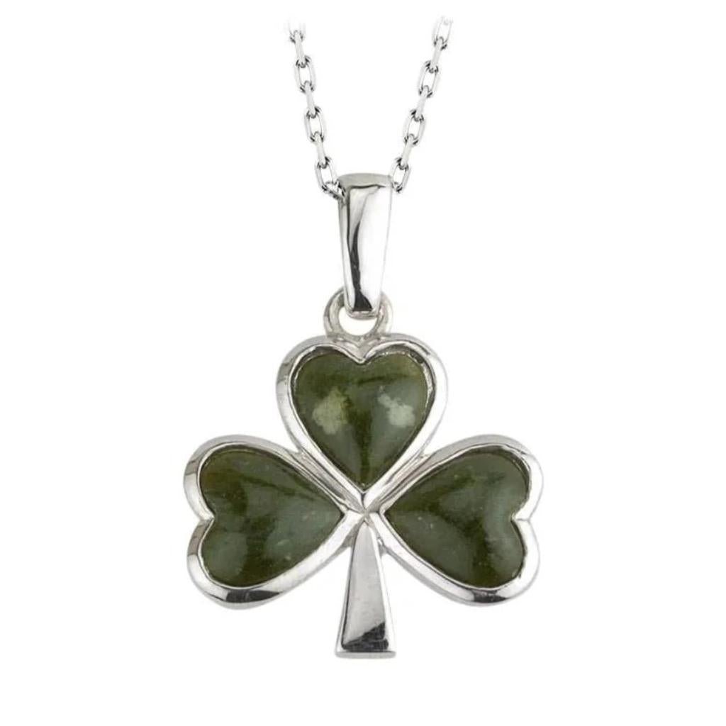 Connemara Marble and Sterling Silver Shamrock Necklace