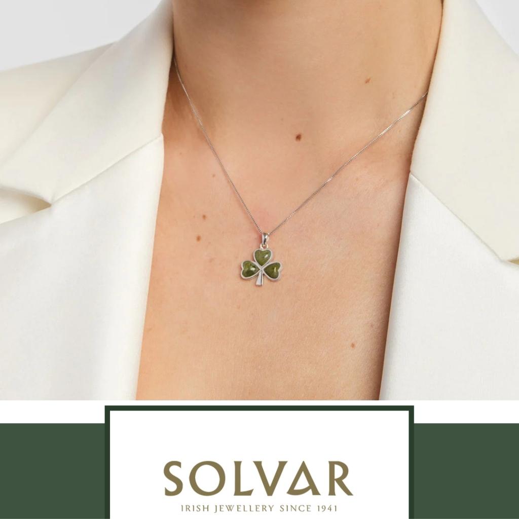 Connemara Marble and Sterling Silver Shamrock Necklace