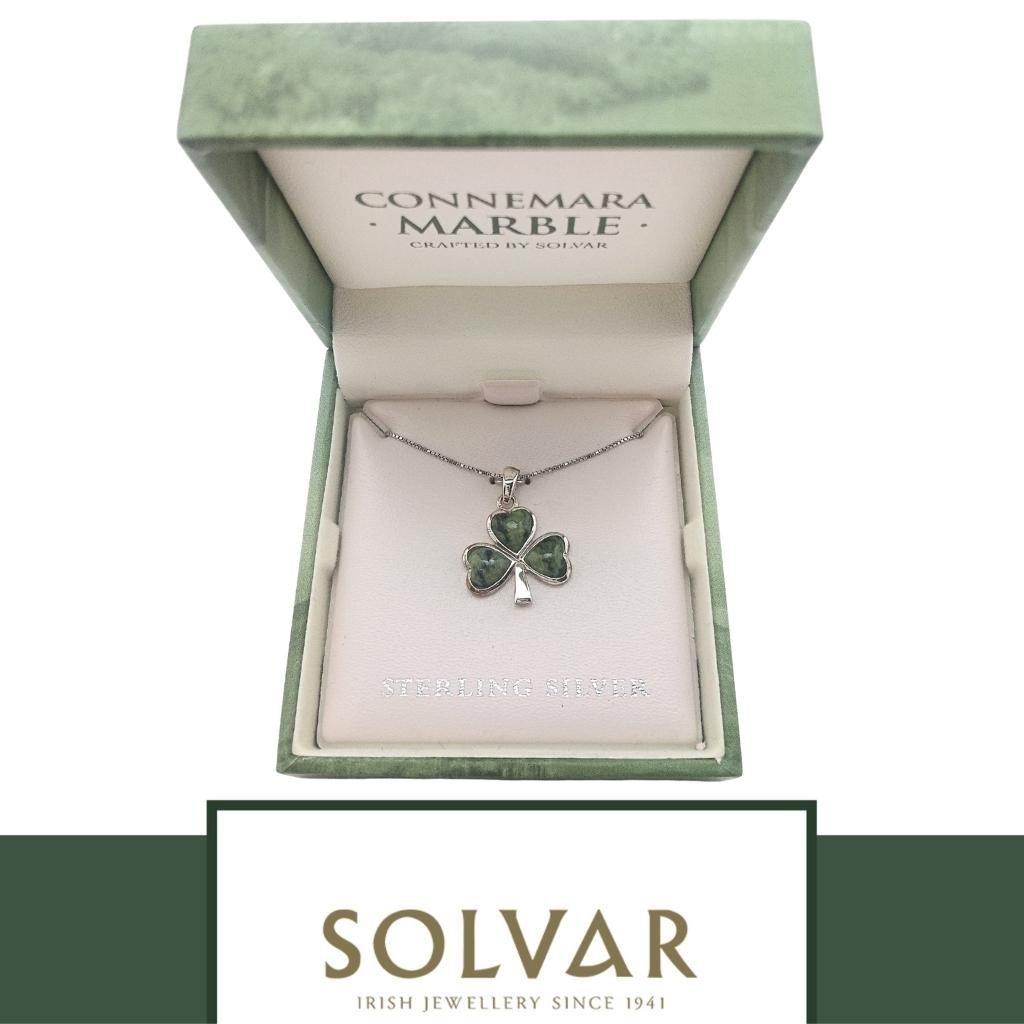 Connemara Marble and Sterling Silver Shamrock Necklace