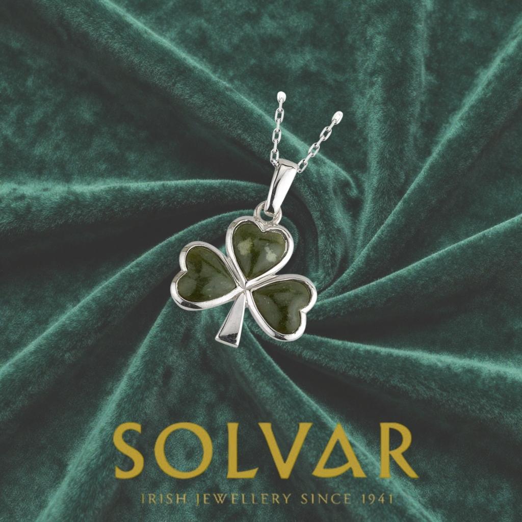Connemara Marble and Sterling Silver Shamrock Necklace