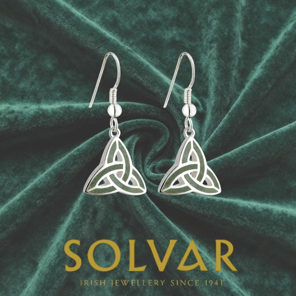 Connemara Marble and Sterling Silver Trinity Knot Drop Earrings
