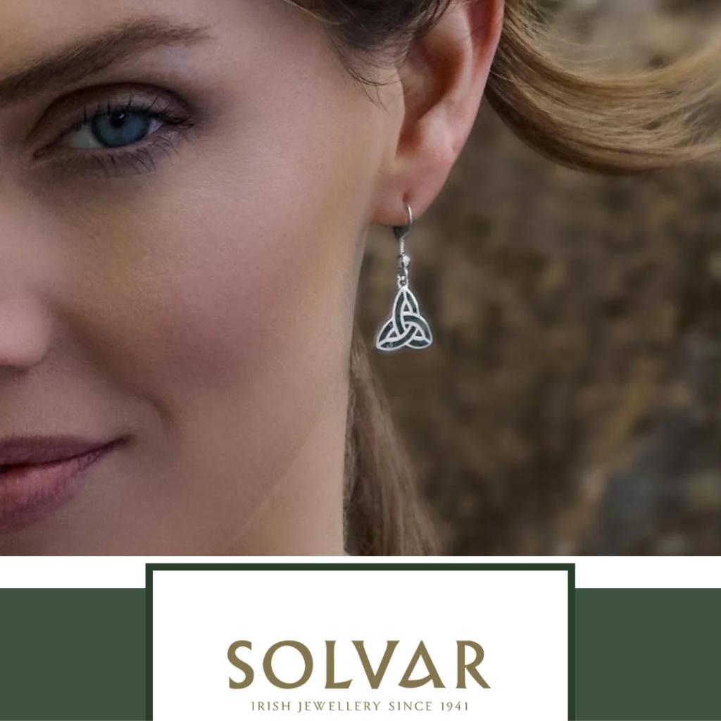 Connemara Marble and Sterling Silver Trinity Knot Drop Earrings