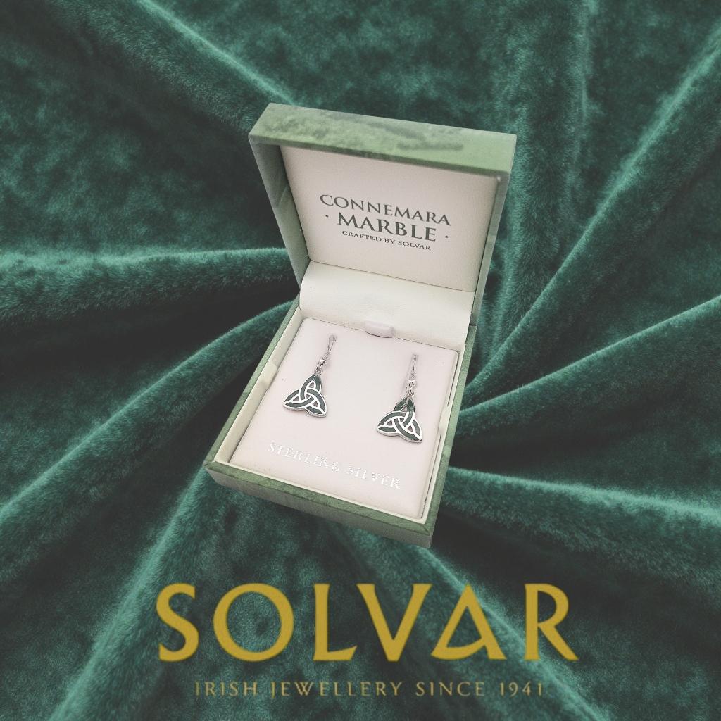Connemara Marble and Sterling Silver Trinity Knot Drop Earrings