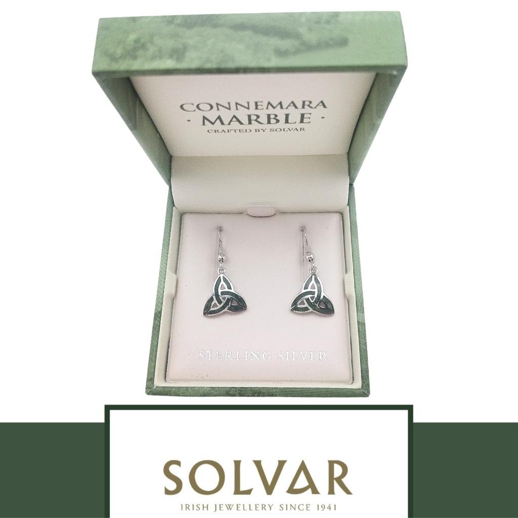 Connemara Marble and Sterling Silver Trinity Knot Drop Earrings