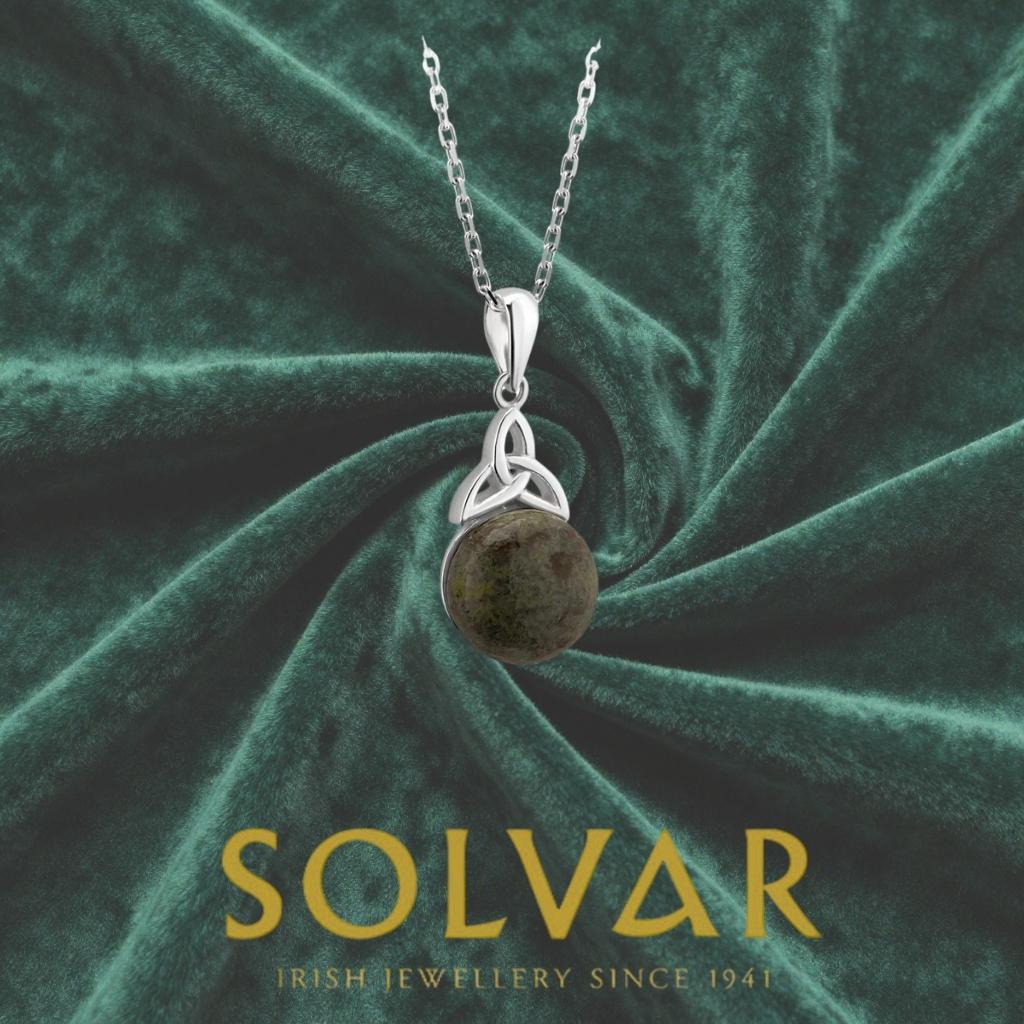 Connemara Marble and Sterling Silver Trinity Knot Necklace