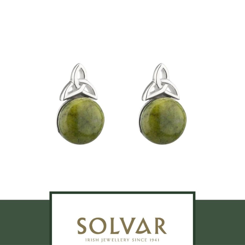 Connemara Marble and Sterling Silver Trinity Knot Stud Earrings