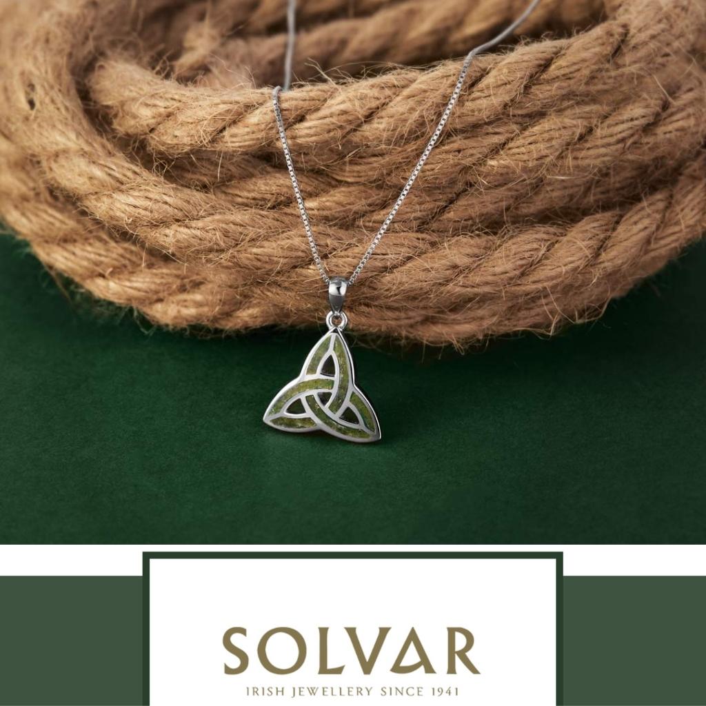 Connemara Marble Inlaid Sterling Silver Trinity Knot Necklace