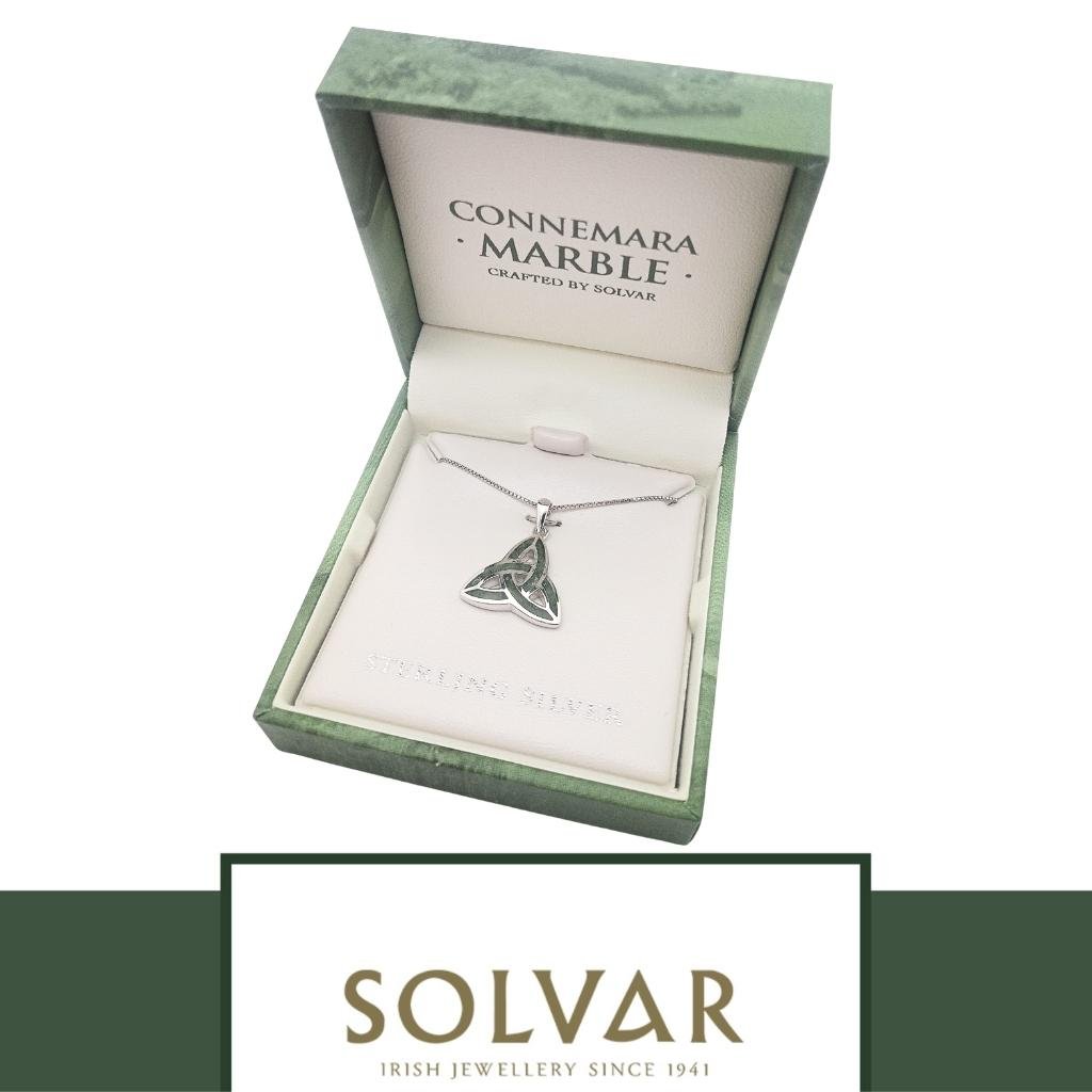 Connemara Marble Inlaid Sterling Silver Trinity Knot Necklace