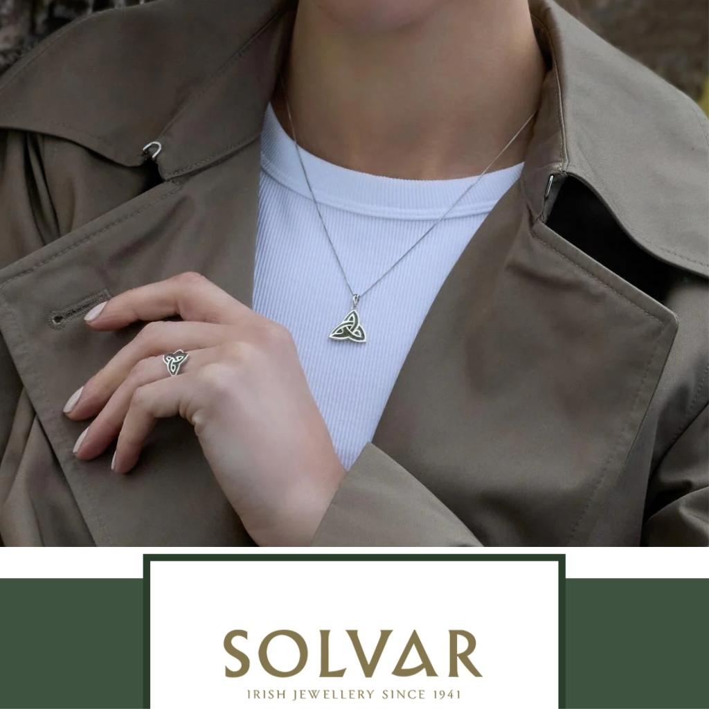 Connemara Marble Inlaid Sterling Silver Trinity Knot Necklace