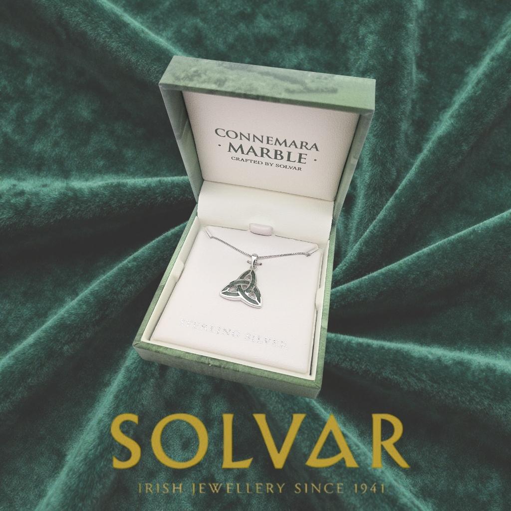 Connemara Marble Inlaid Sterling Silver Trinity Knot Necklace