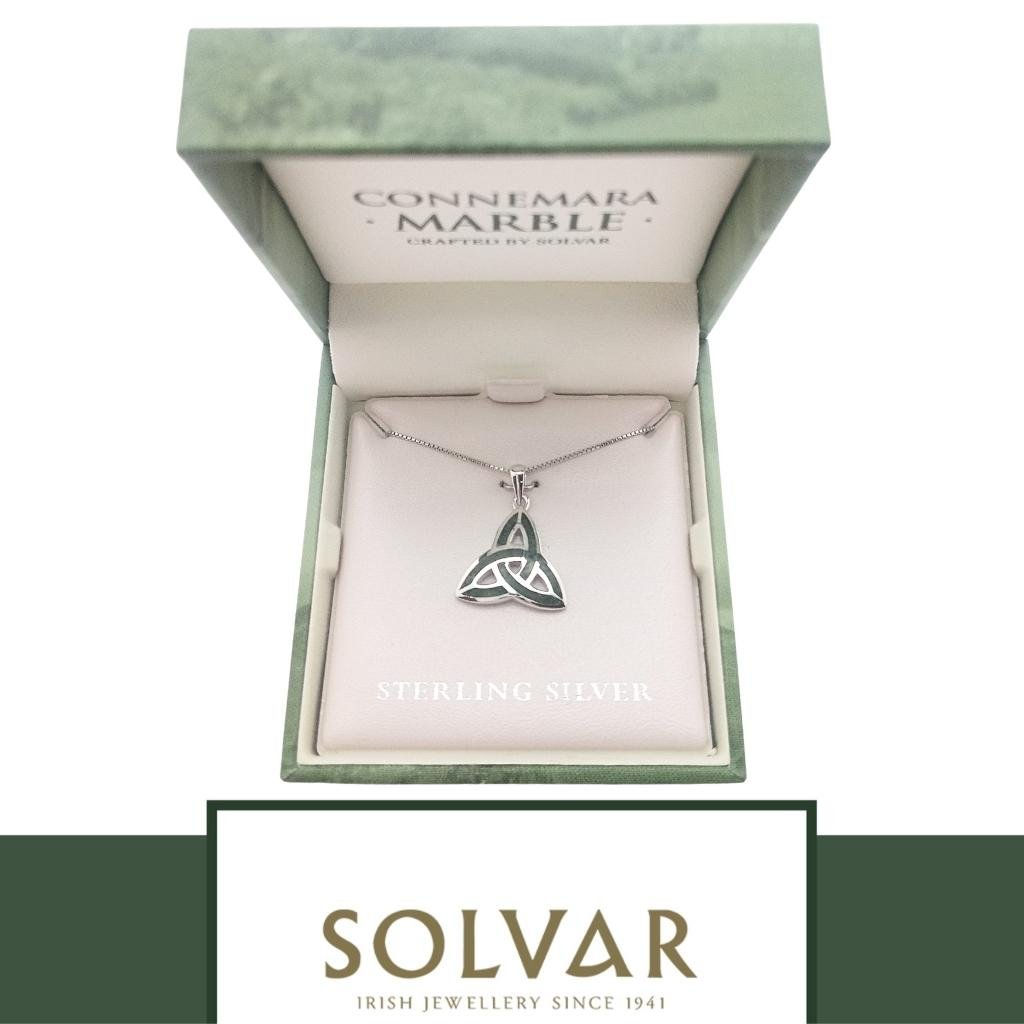 Connemara Marble Inlaid Sterling Silver Trinity Knot Necklace