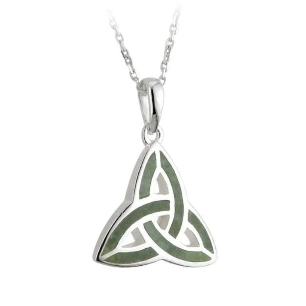 Connemara Marble Inlaid Sterling Silver Trinity Knot Necklace
