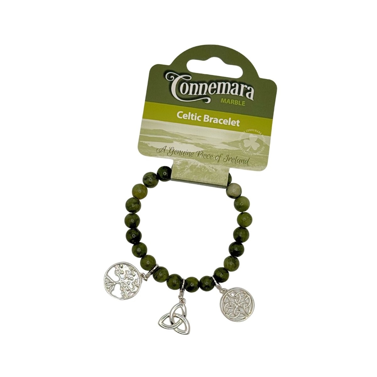Connemara Marble Three Charm Celtic Bracelet