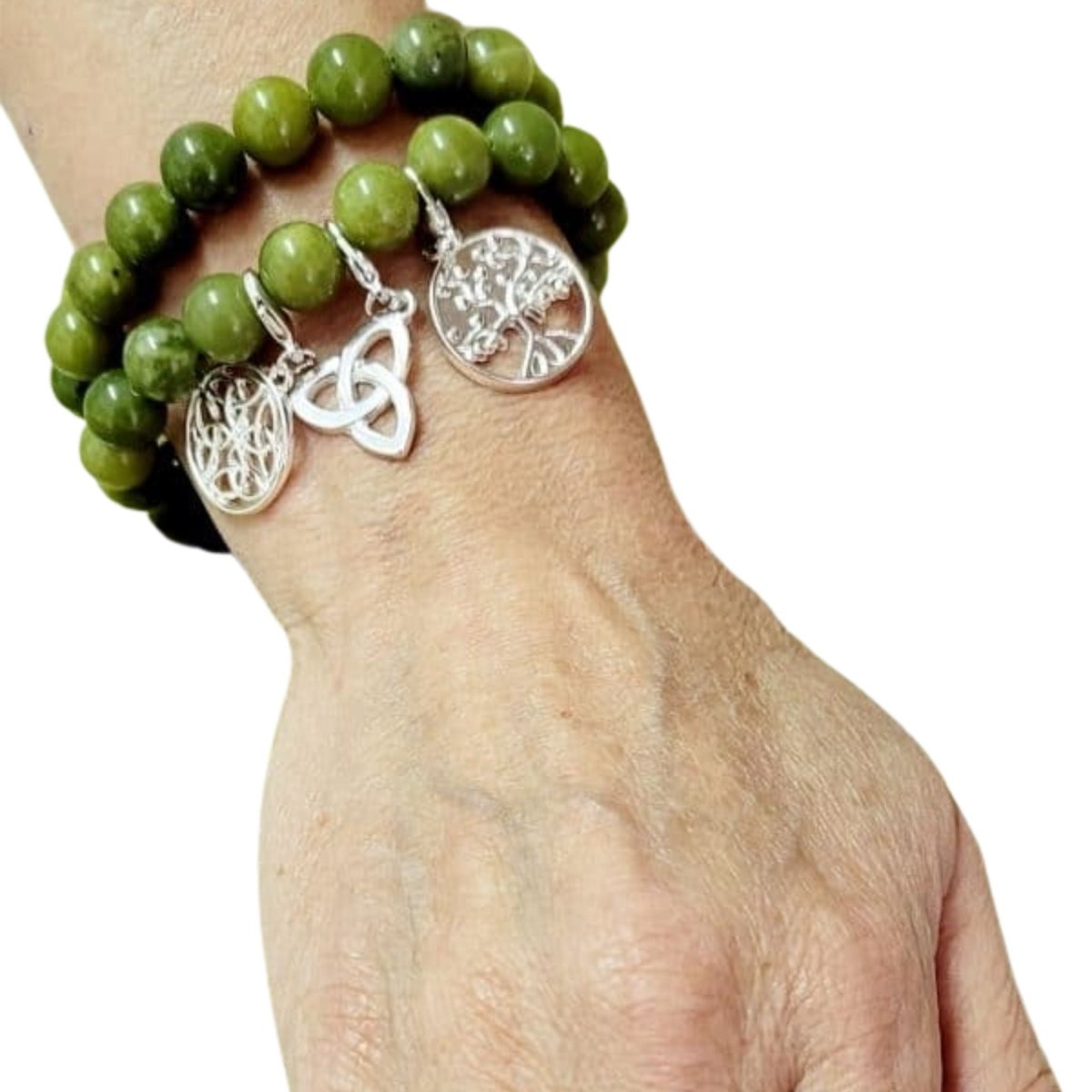 Connemara Marble Three Charm Celtic Bracelet