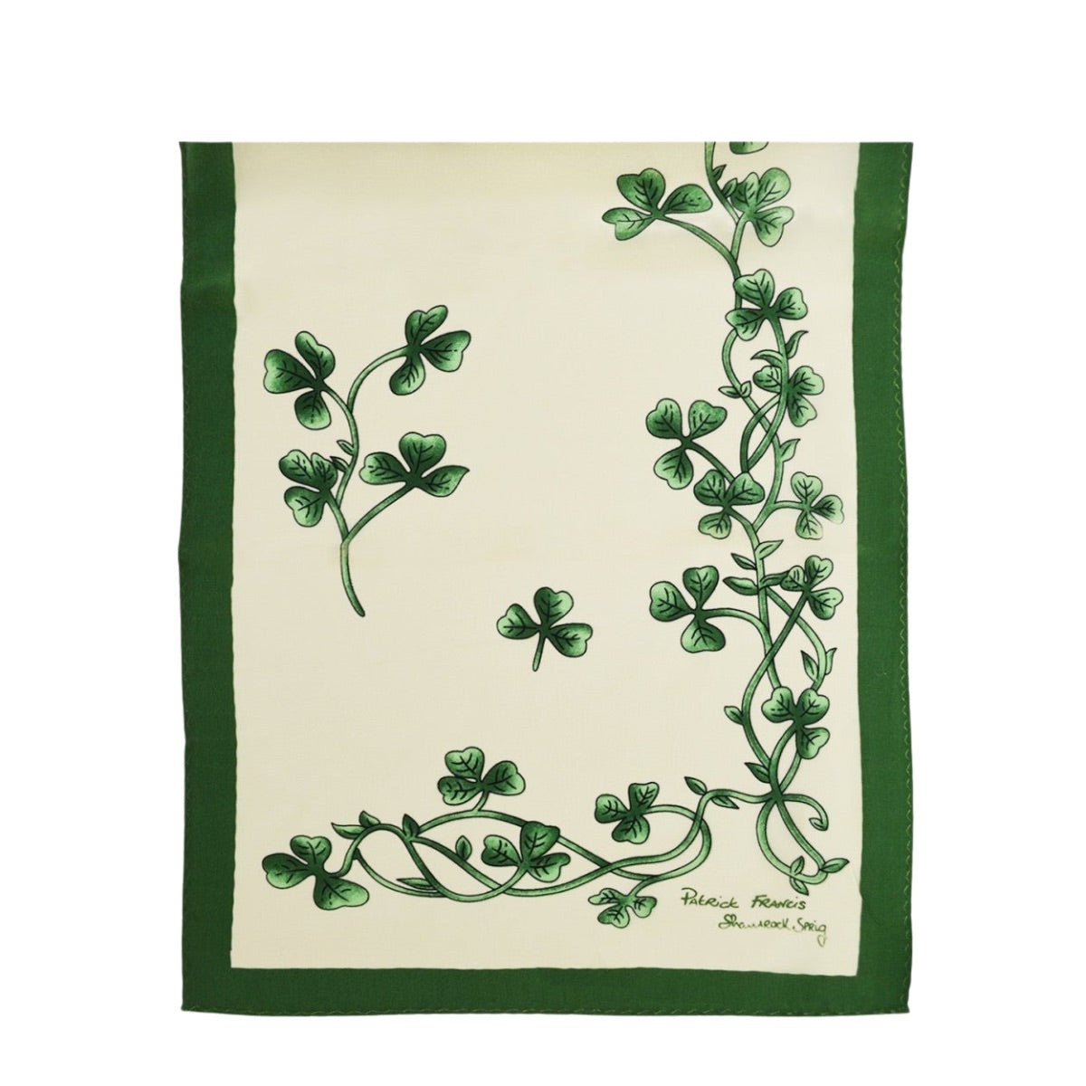 Cream and Emerald Green Shamrock Silk Scarf