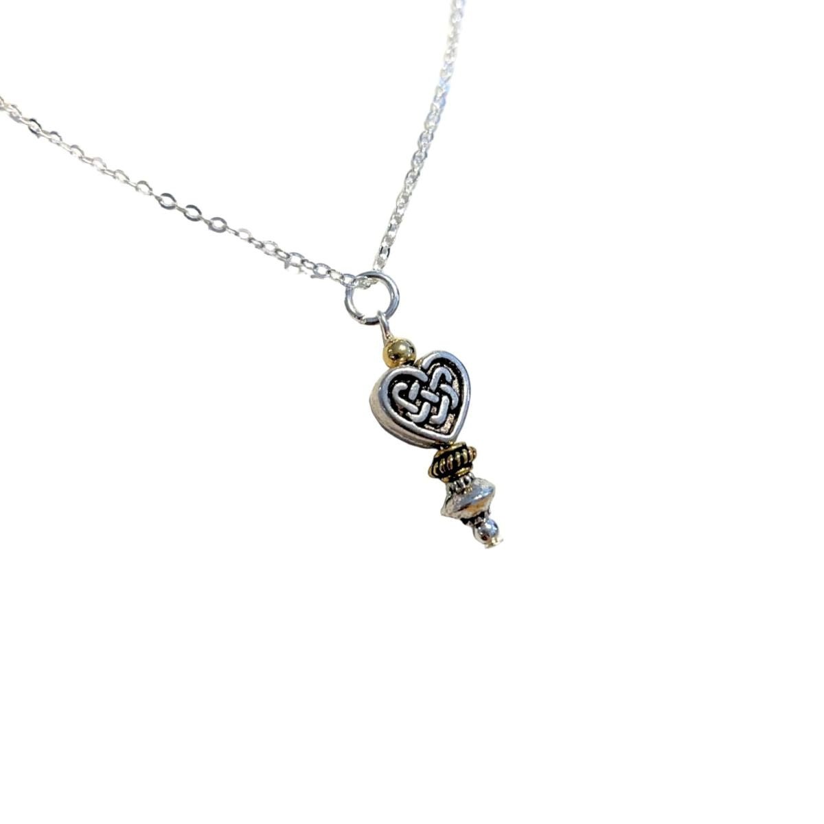 Cruth Two - Toned Celtic Knot Heart Necklace