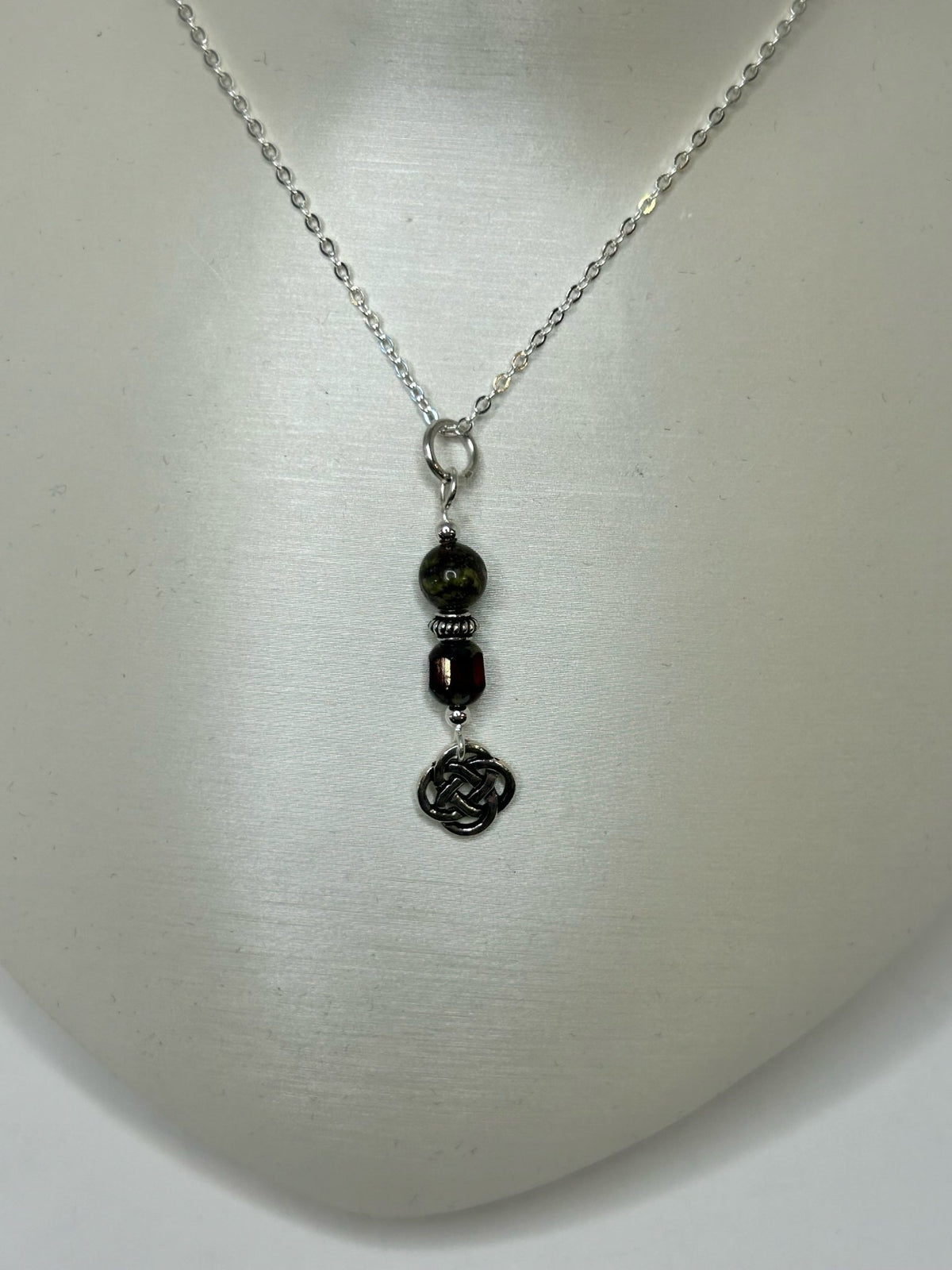 Cruthú Dragon Blood Jasper Celtic Knot Necklace - The Celtic Gift Store - Necklaces