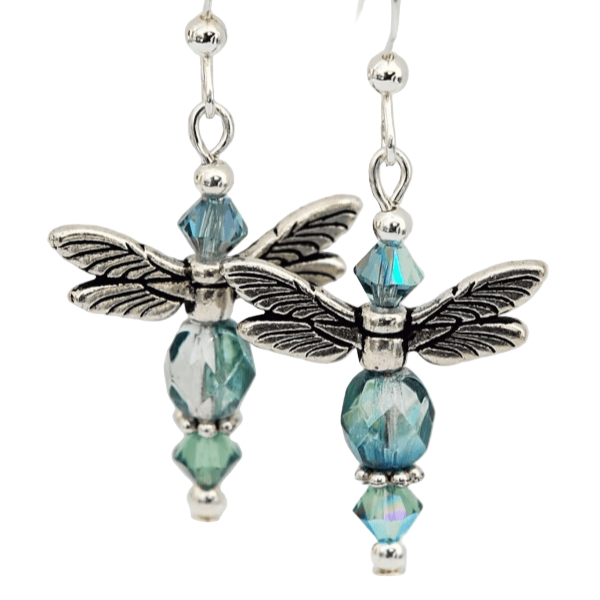 Cruthú Soft Green and Teal Celtic Dragonfly Earrings - The Celtic Gift Store - Earrings